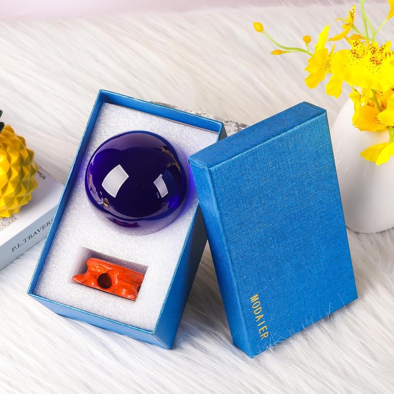 Modaier Small Dark Blue Crystal Ball 60mm/2.3 inch with Rose Wooden Stand and Gift Box for lensball Photography,Fortune Teller,Feng Shui, Witchcraft Decor,Scrying,Magic,Glass Orb Prop Decorative Sphere - Image 4